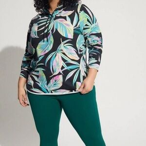 Torrid Active Fleece Raw Hem Hooded Sweatshirt - Tropical Print Size 4 Plus(4X)